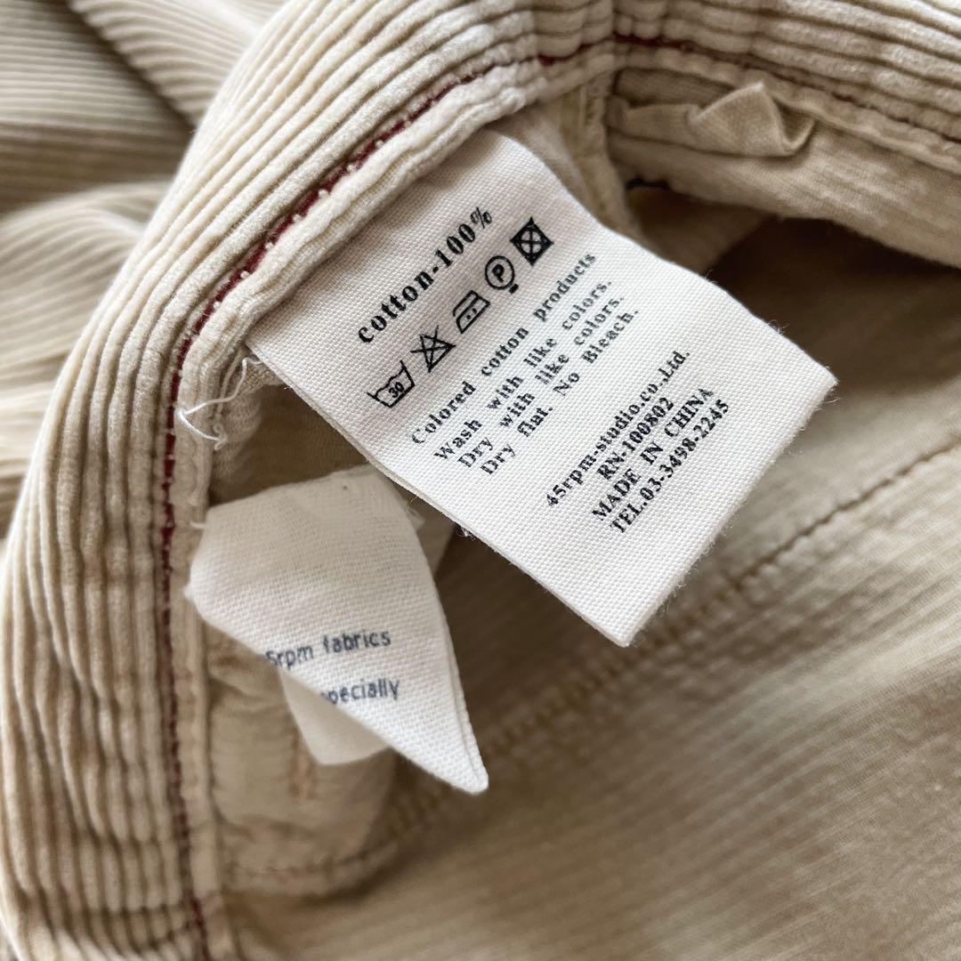 45R 美品 コーデュロイの6ポケットパンツ 34 ベージュ