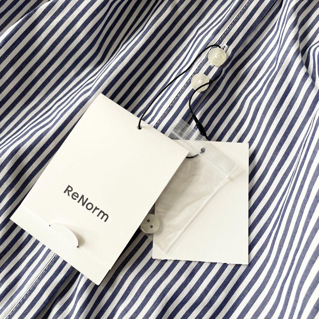 RENORM 新品タグ付 ボリュームスリーブ シャツワンピース ストライプ