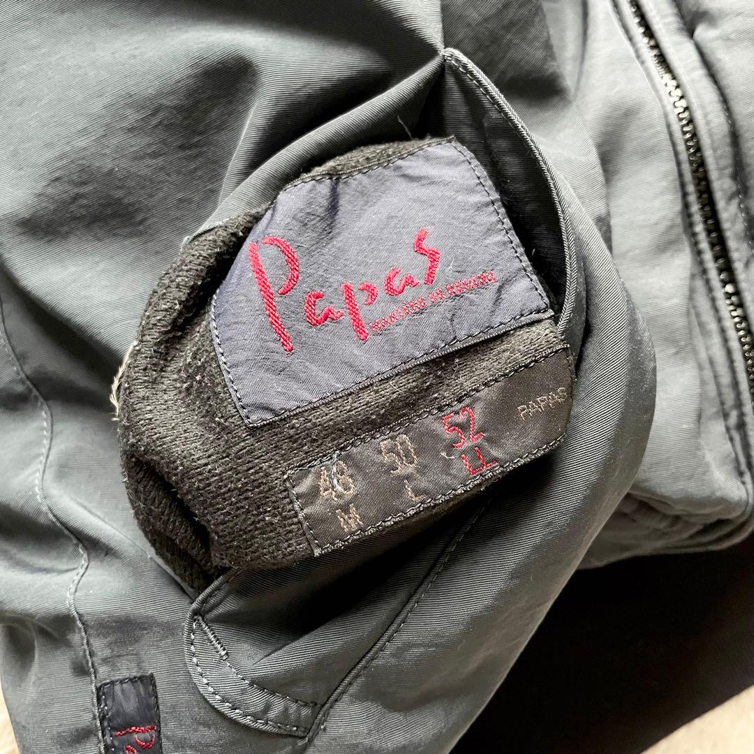 パパス 美品 PAPAS ダウンジャケット リバーシブル 両面ロゴ刺繍