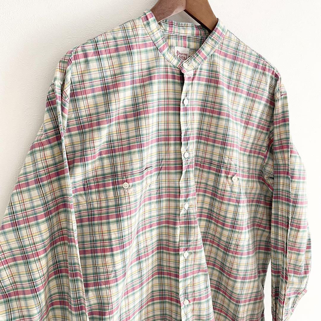 パパス 極美品 PAPAS バンドカラーシャツ チェック L