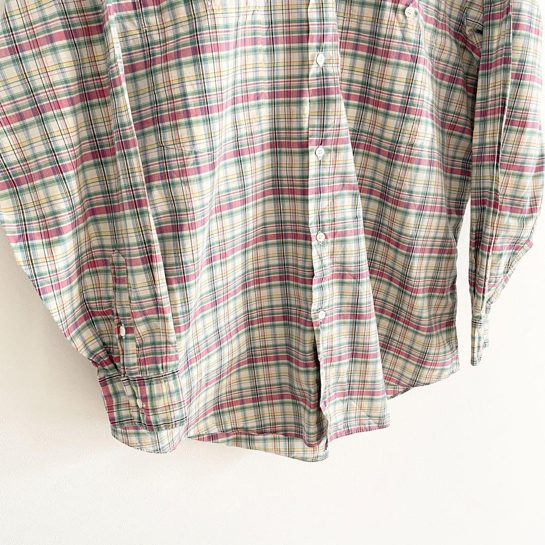 パパス 極美品 PAPAS バンドカラーシャツ チェック L