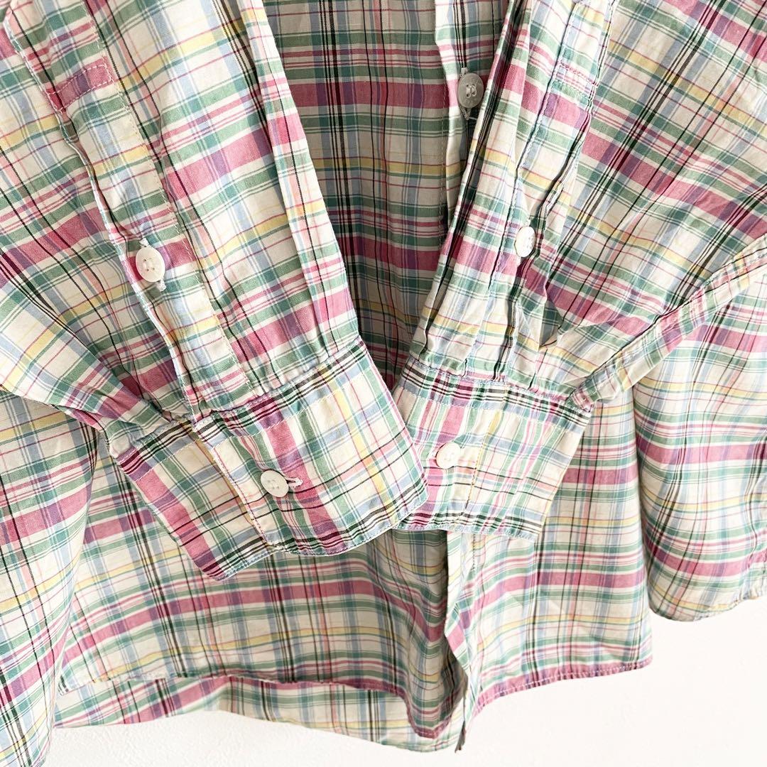 パパス 極美品 PAPAS バンドカラーシャツ チェック L