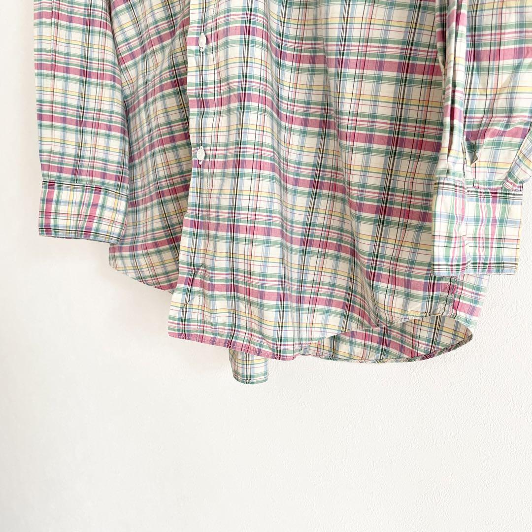 パパス 極美品 PAPAS バンドカラーシャツ チェック L