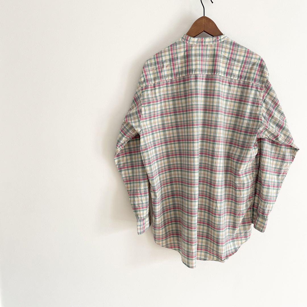 パパス 極美品 PAPAS バンドカラーシャツ チェック L