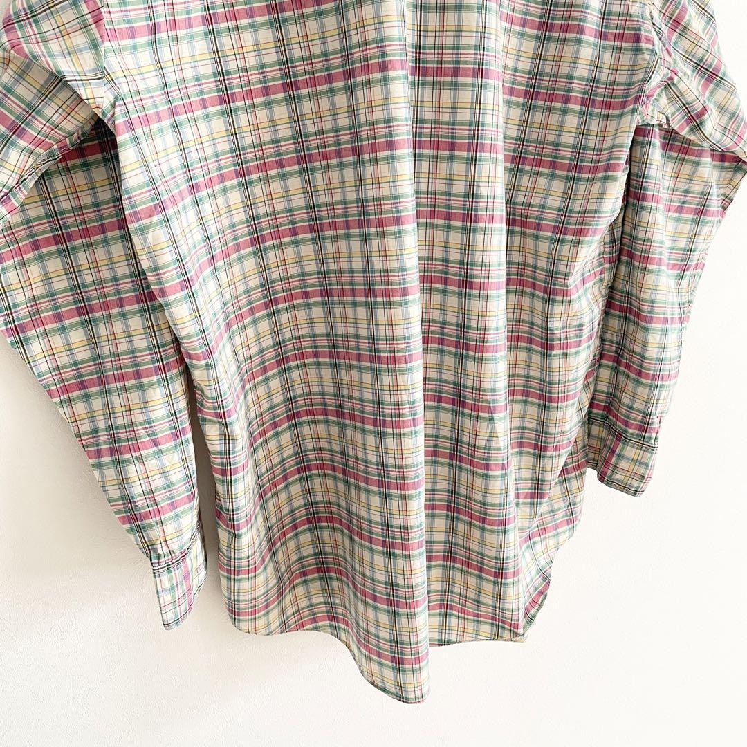 パパス 極美品 PAPAS バンドカラーシャツ チェック L