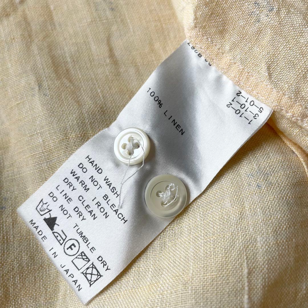 EDIFICE 美品 ホリゾンタルカラーリネンシャツ 40 イエロー