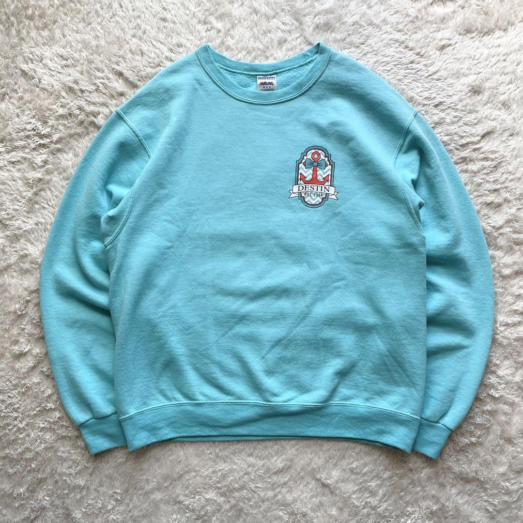 ジャージーズ 美品 00s JERZEES DESTIN 両面プリント ロゴ スウェット