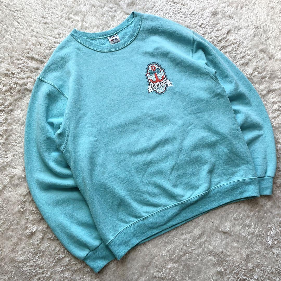 ジャージーズ 美品 00s JERZEES DESTIN 両面プリント ロゴ スウェット
