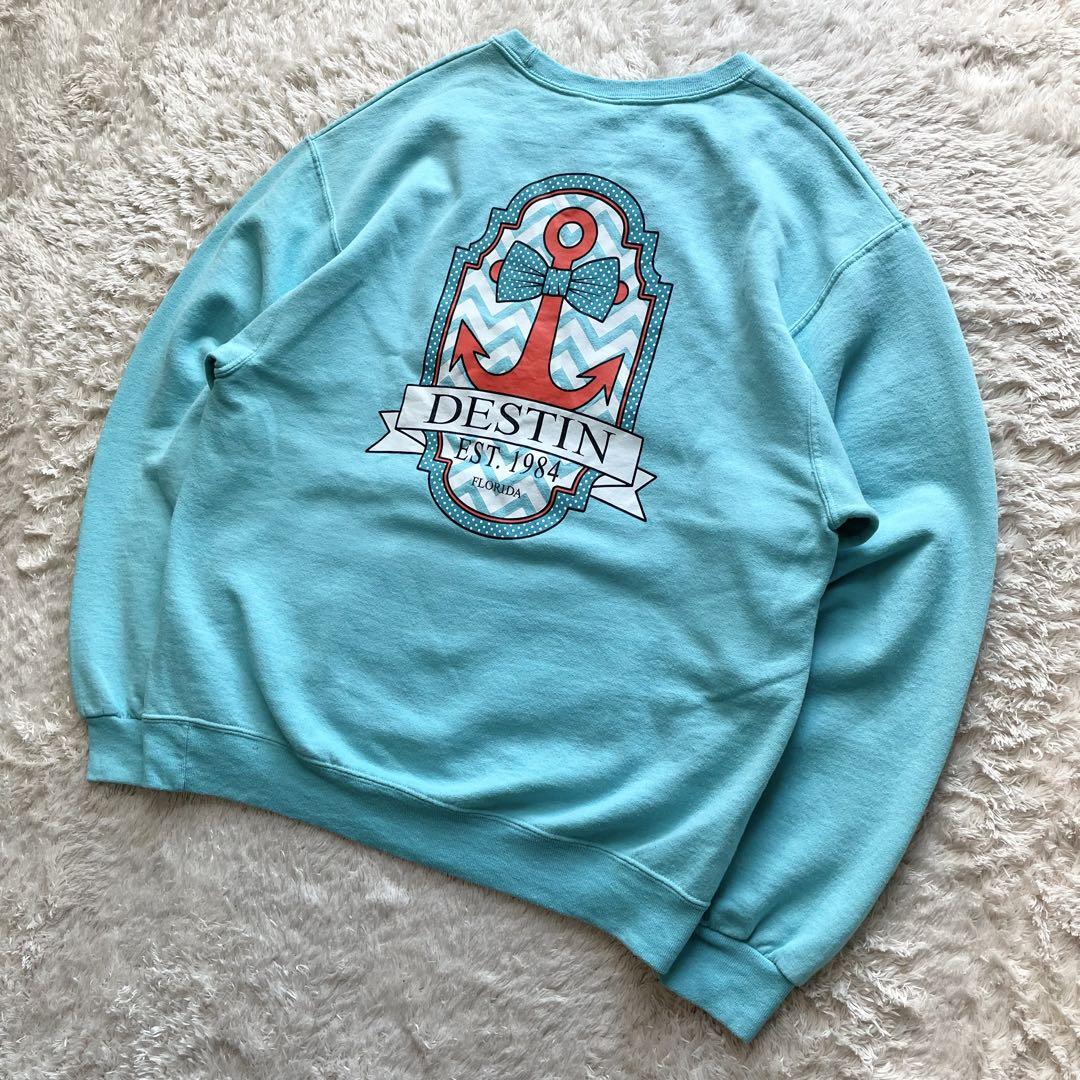 ジャージーズ 美品 00s JERZEES DESTIN 両面プリント ロゴ スウェット