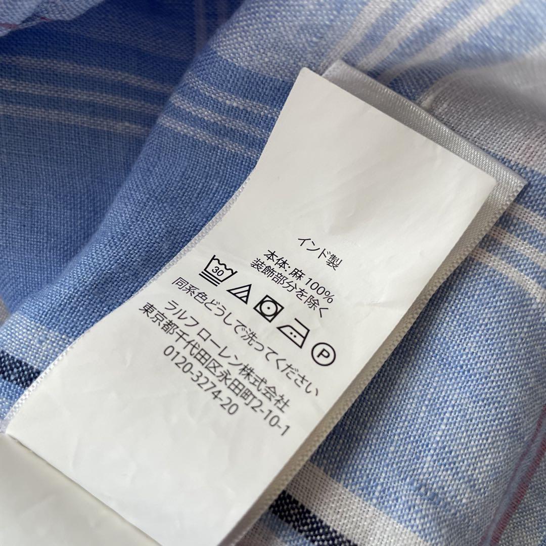 ラルフローレン 極美品 現行 リネンチェックシャツワンピース