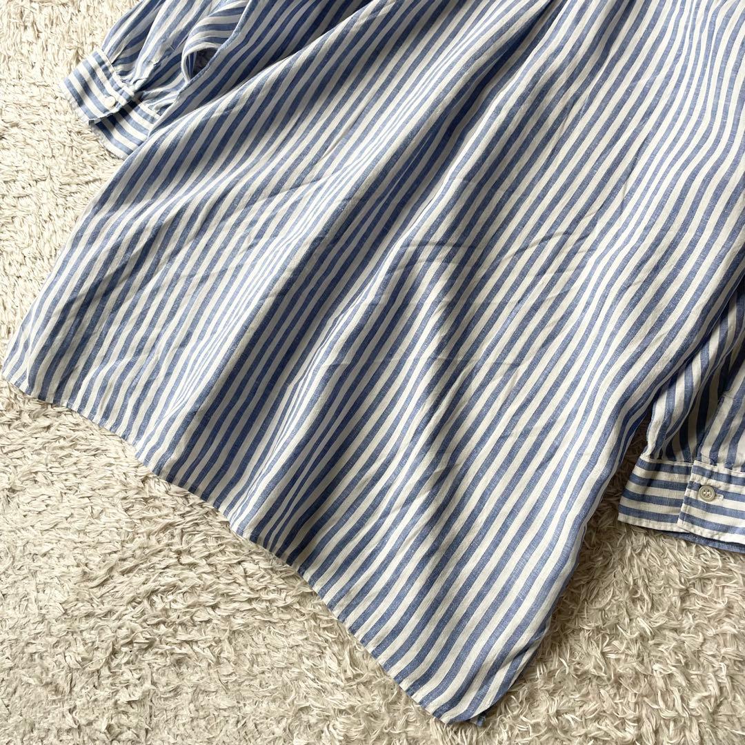 LE GLAZIK 美品 リネンプルシャツ 36 ストライプ