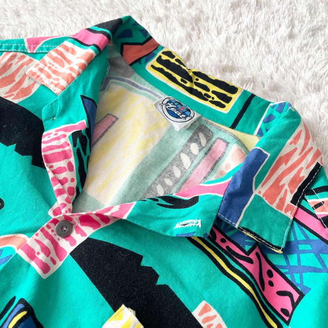 90s HEAT 美品 オープンカラーシャツ USA製