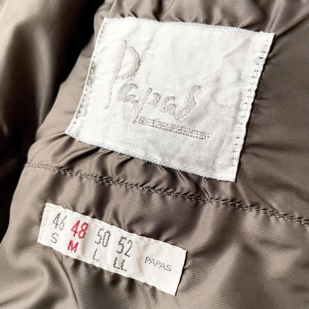 パパス 極美品 PAPAS ステンカラーダウンコート ブラウン