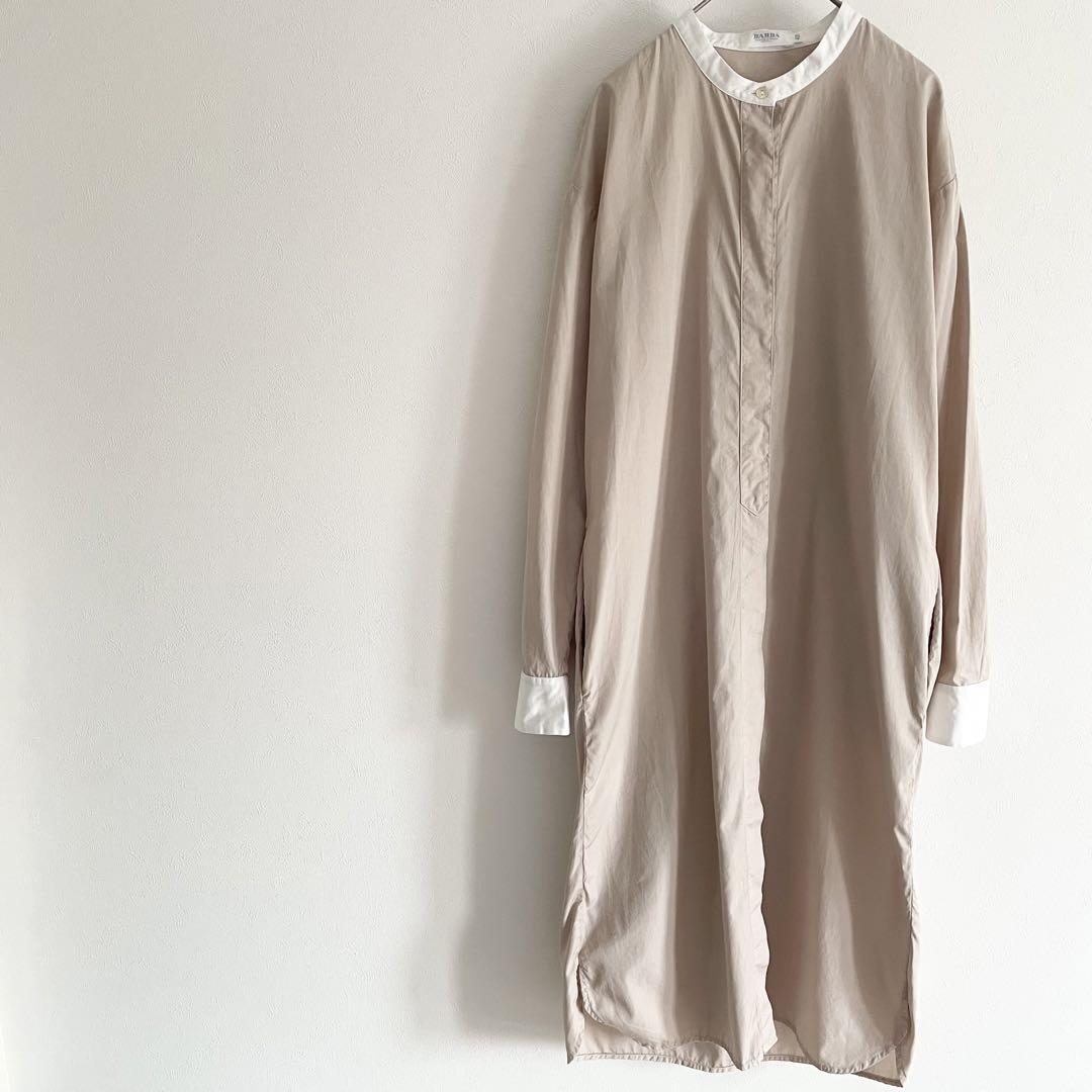 バルバ 極美品 BARBA シャツ ワンピース 前開き バンドカラー