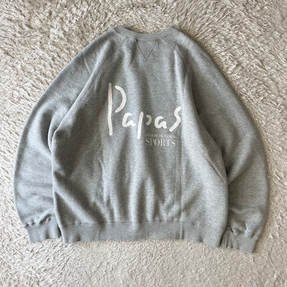 パパス 美品 PAPAS ラグランスリーブ スウェット 両V M グレ