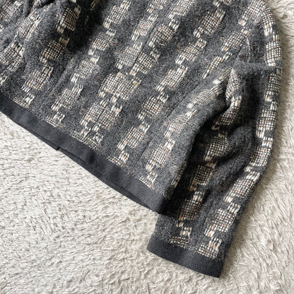 自由区 美品 LINTON ノーカラー ウール ジャケット 38 グレー
