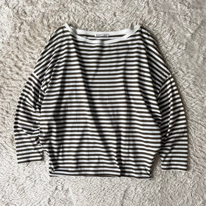 リアムプラージュ 美品 ワイド ボーダー カットソー F 白茶