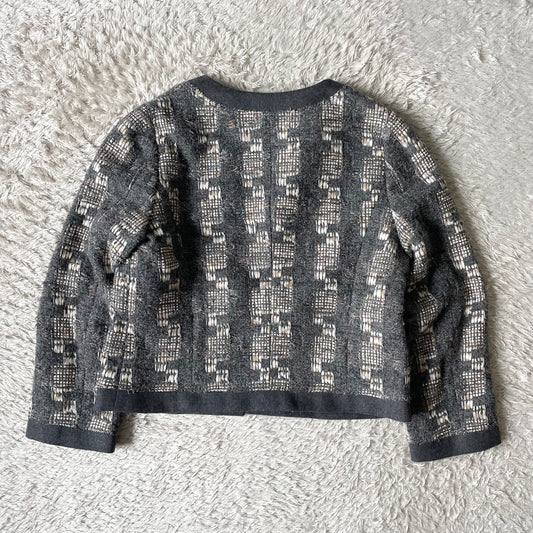 自由区 美品 LINTON ノーカラー ウール ジャケット 38 グレー