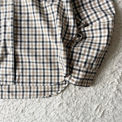 マーガレットハウエル 美品 チェックシャツ 1 ブラウン系