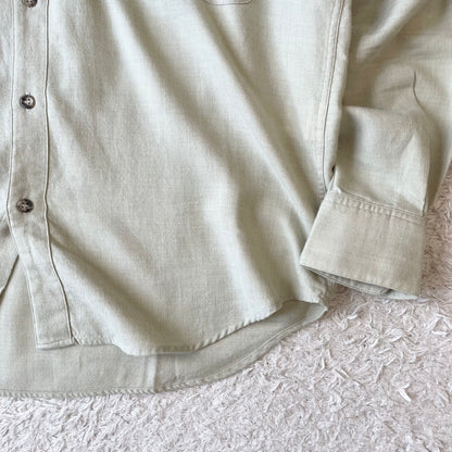 パパス 美品 コットンウールシャツ M くすみ黄緑