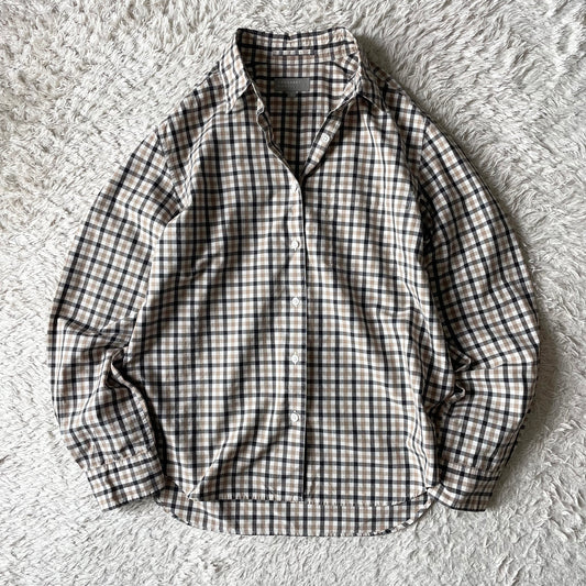 マーガレットハウエル 美品 チェックシャツ 1 ブラウン系