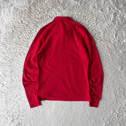 ラルフローレン ラガーシャツ ポロシャツ 長袖 L 赤 ビッグポニー刺繍 白