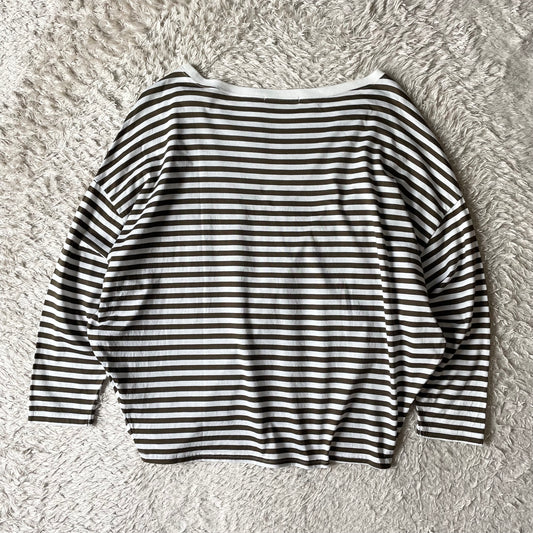 リアムプラージュ 美品 ワイド ボーダー カットソー F 白茶