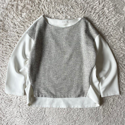 ガリャルダガランテ 美品 コラージュ ツイード切替 ブラウス F ホワイト