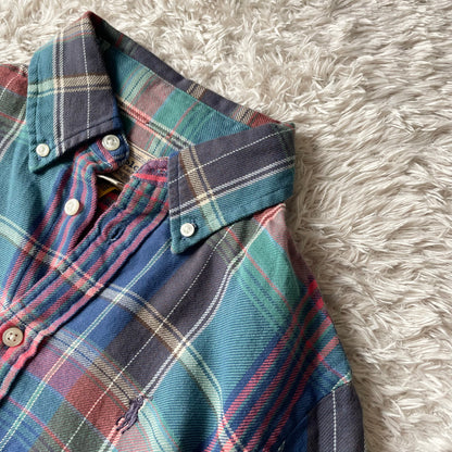 ラルフローレン 美品 現行 BD L/S check shirt XS 青緑