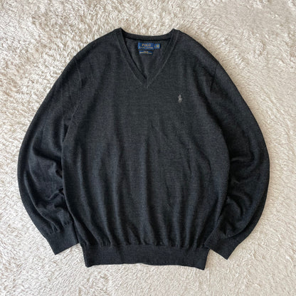 ラルフローレン 極美品 メリノウールニット L グレー