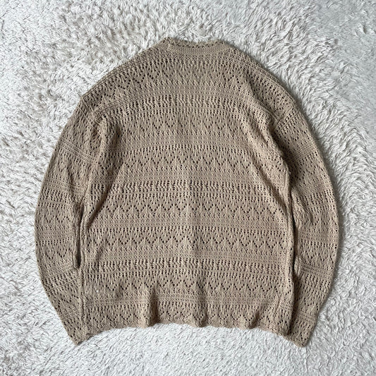 ラルフローレン 美品 現行 リネンエンブロイダリーカーディガン M ベージュ