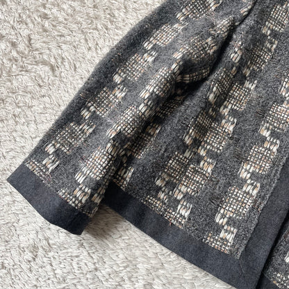 自由区 美品 LINTON ノーカラー ウール ジャケット 38 グレー