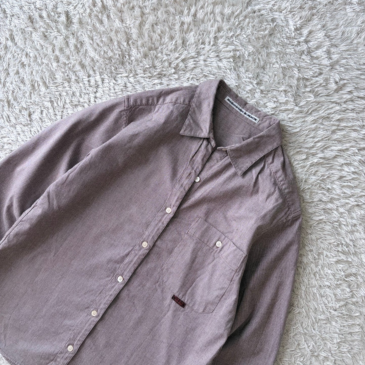 マドモアゼルノンノン シャツ 長袖 M レッド 千鳥格子