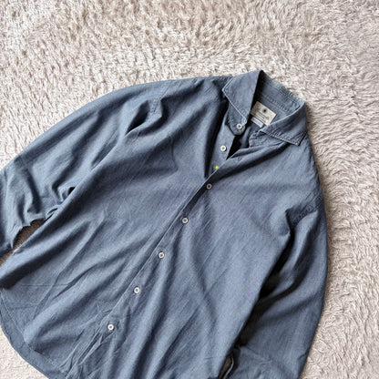 GIANNETTO ジャンネット カッタウェイ シャツ 長袖 39 青 シャンブレー