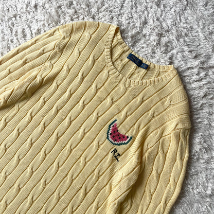 ラルフローレン ケーブルニット XL イエロー