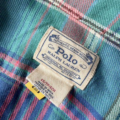 ラルフローレン 美品 現行 BD L/S check shirt XS 青緑