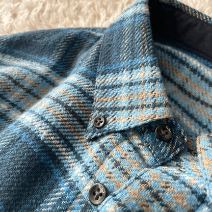 パパス 美品 PAPAS ネルシャツ L 青チェック