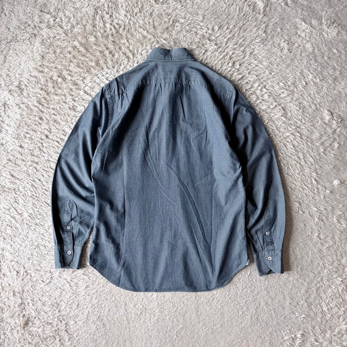 GIANNETTO ジャンネット カッタウェイ シャツ 長袖 39 青 シャンブレー