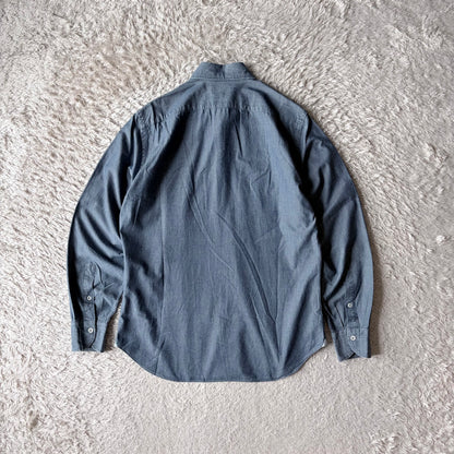 GIANNETTO ジャンネット カッタウェイ シャツ 長袖 39 青 シャンブレー