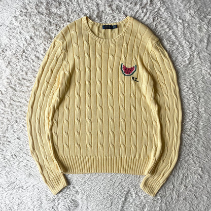 ラルフローレン ケーブルニット XL イエロー
