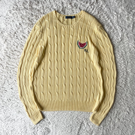 ラルフローレン ケーブルニット XL イエロー