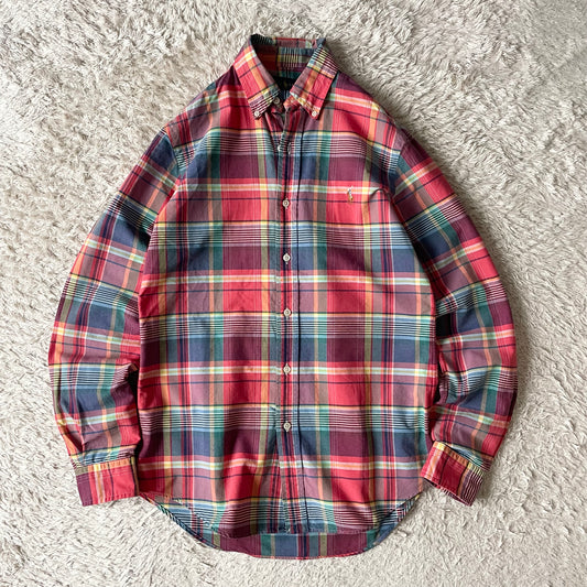 ラルフローレン BD L/S check shirt XS 赤青