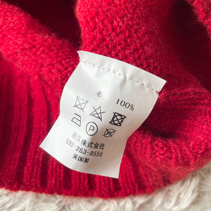 ハーレーオブスコットランド フェアアイル ウールニット 38 レッド