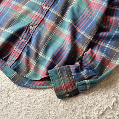 ラルフローレン 美品 現行 BD L/S check shirt XS 青緑