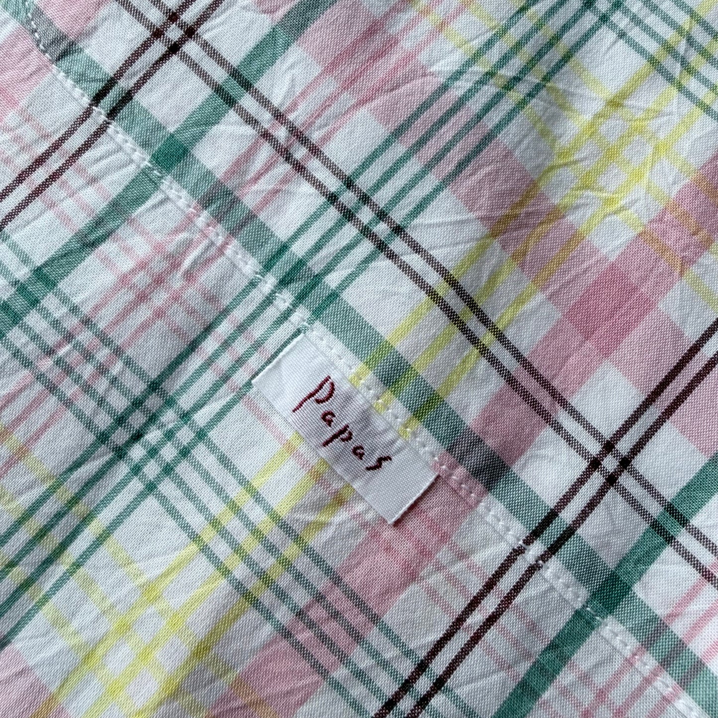 パパス PAPAS コットン シャツ 長袖 L ピンク チェック