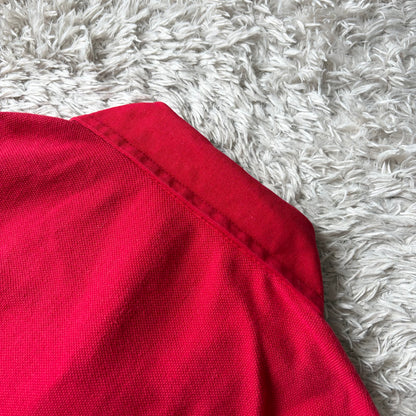 ラルフローレン ラガーシャツ ポロシャツ 長袖 L 赤 ビッグポニー刺繍 白