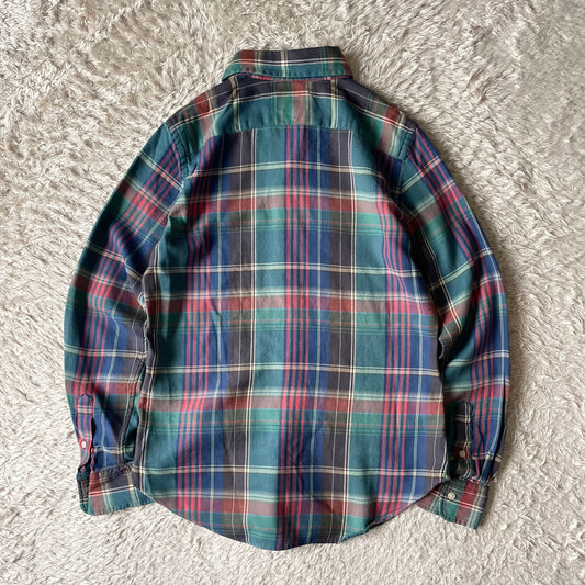 ラルフローレン 美品 現行 BD L/S check shirt XS 青緑