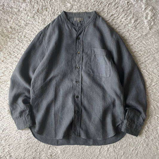 マーガレットハウエル 美品 リネンバンドカラーシャツ S グレー