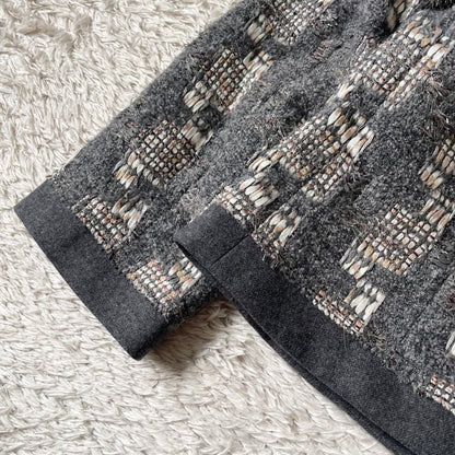 自由区 美品 LINTON ノーカラー ウール ジャケット 38 グレー