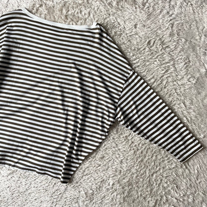 リアムプラージュ 美品 ワイド ボーダー カットソー F 白茶